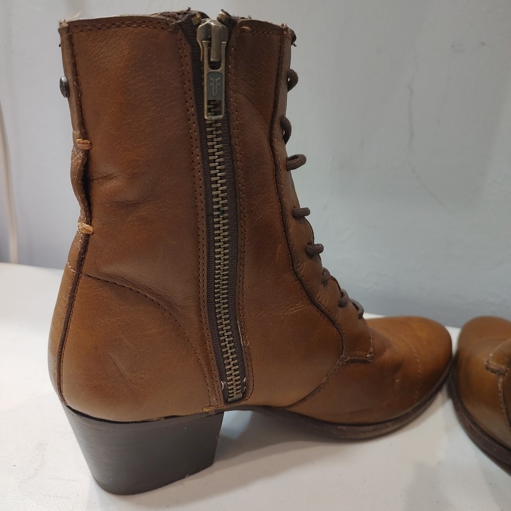 Frye Brown Leather Combat Boots - Picture 5 of 12
